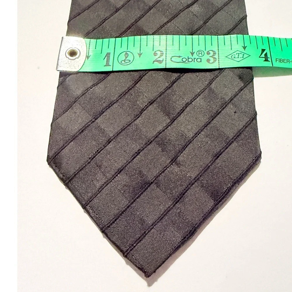 Hugo Boss Necktie Black Silk Cotton Textured Diagonal Grid Basketweave Tie